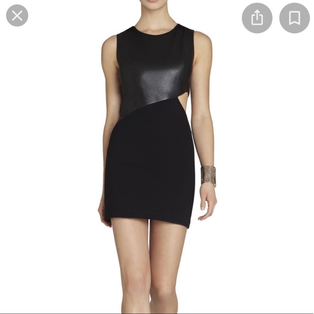 BCBG MaxAria Women’s Black Faux Leather Mini Dress XS
